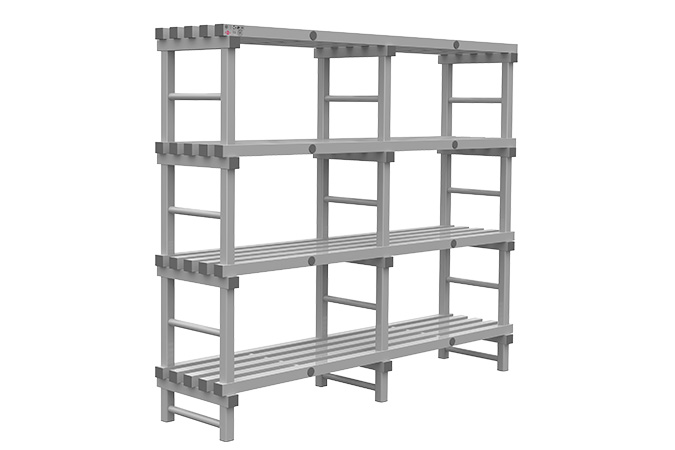 Rayonnage 2000x500x1900mm - 4 niveaux - espacement 500mm - garde au sol 200mm - 2 compartiments 