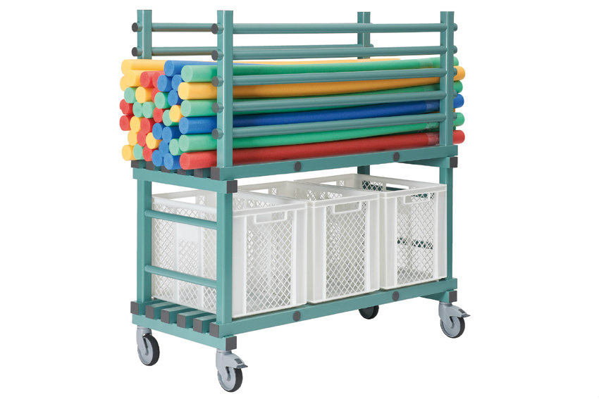 Chariot de stockage en plastique - 1380x600x1450mm - 2 niveaux 