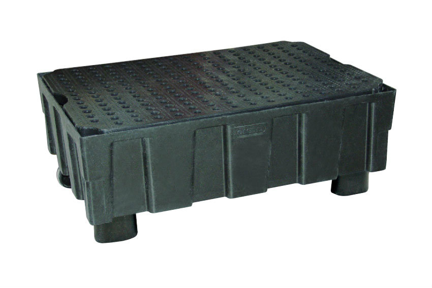 Euro-pe 250l bac de rétention  - sur 4 pieds - caillebotis pe 