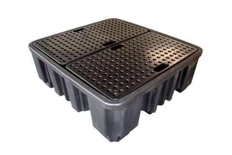 Bac de rétention avec grille - 4 fûts - 485l - 1380x1290x480mm - pas pour DE/AT