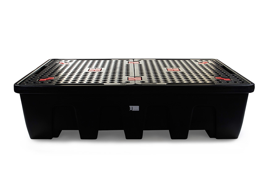 Bac de rétention - 2 conteneurs IBC - 1200l - avec grille - empilable 