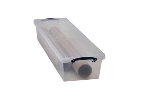Transparente Nestbare Verstärkte Stapelbox 25,5l Stapelbar auf mitgeliefertem Deckel - 875x270x160mm