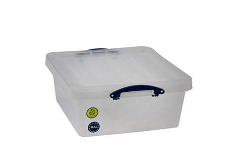 Transparente Nestbare Verstärkte Stapelbox 31,5l Stapelbar auf mitgeliefertem Deckel - 515x470x210mm