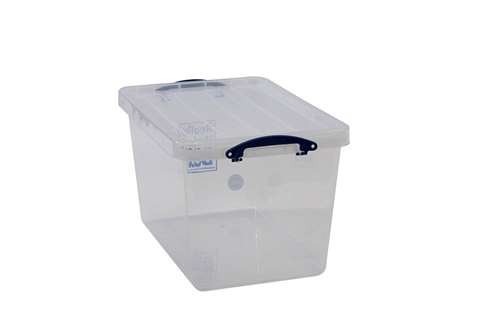 Transparent nestable reinforced box 56l stackable on included lid - 595x395x355mm