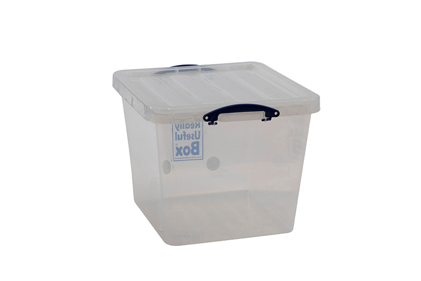 Transparent nestable reinforced box 60l stackable on included lid - 515x465x400mm 
