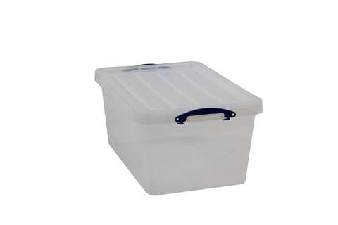 Transparente Nestbare Verstärkte Stapelbox 61l Stapelbar auf mitgeliefertem Deckel - 680x440x310mm