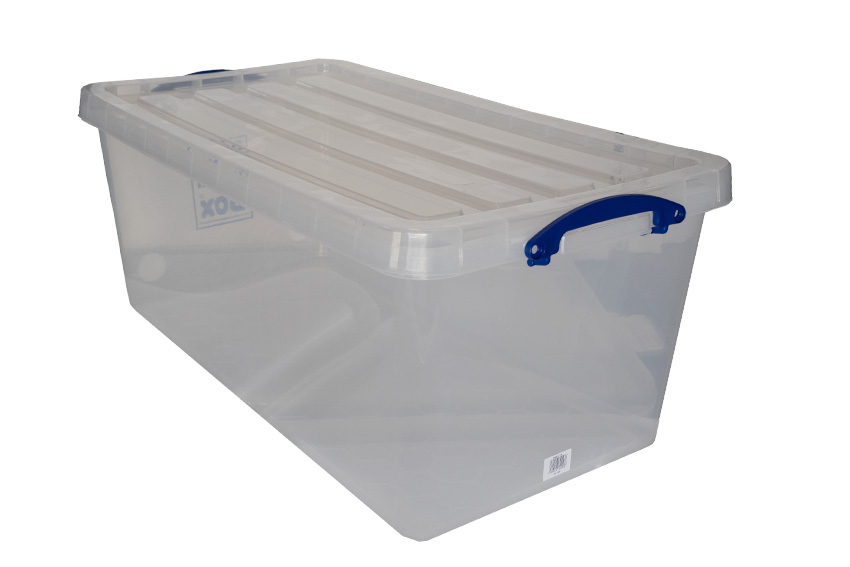 Transparent nestable reinforced box 82l stackable on included lid - 815x440x330mm 