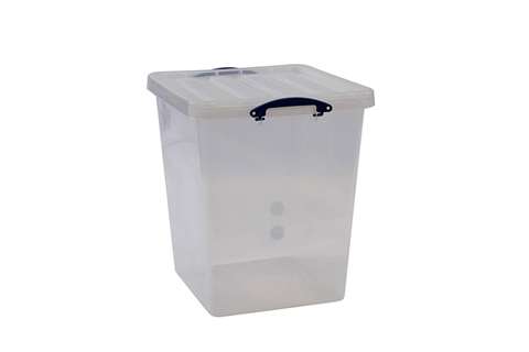 Transparente Nestbare Verstärkte Stapelbox 87l Stapelbar auf mitgeliefertem Deckel - 515x465x560mm