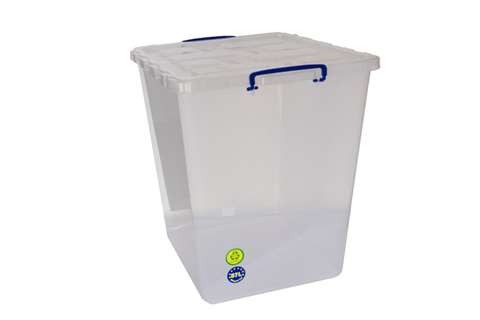 Transparente Nestbare Verstärkte Stapelbox 87l Stapelbar Auf Scharnierdeckel - 510x455x548mm