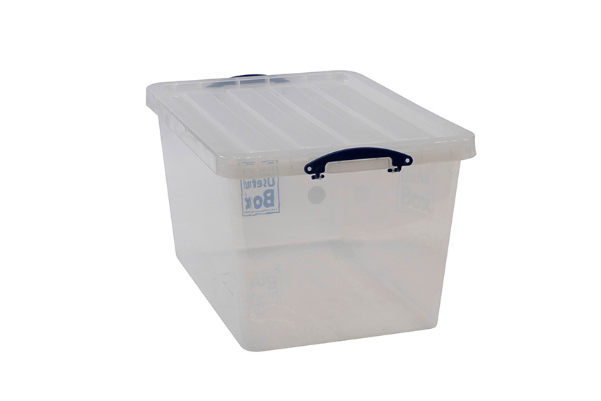 Transparent nestable reinforced box 96l stackable on included lid - 715x495x400mm 
