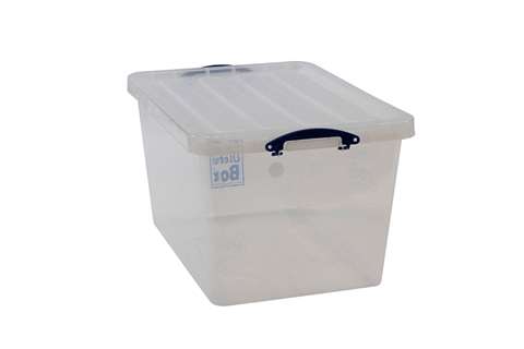 Transparente Nestbare Verstärkte Stapelbox 96l Stapelbar auf mitgeliefertem Deckel - 715x495x400mm