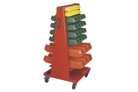 Chariot étroit double face en métal incl. Storage 2000 bacs à bec - 610x610x1300mm