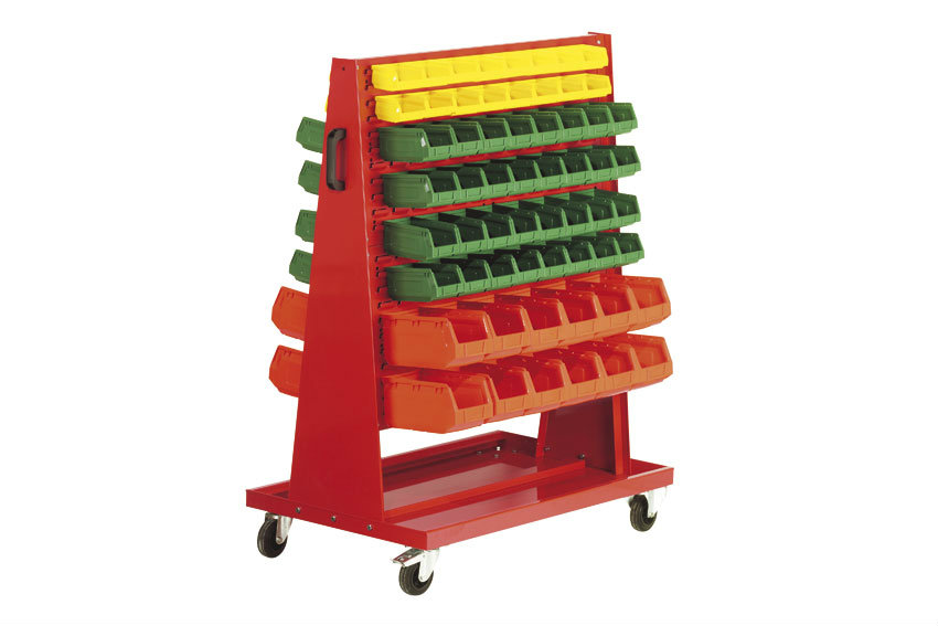 Wide double-sided metal container trolley incl. Storage 2000 trays - 1060x610x1300mm 