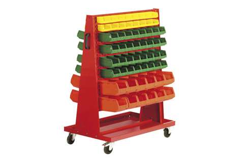 Chariot large double face métalliques incl. stockage 2000 bacs à bec - 1060x610x1300mm
