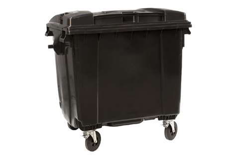 Maxi-container on 4 casters - 1100l - with flat lid - coloured