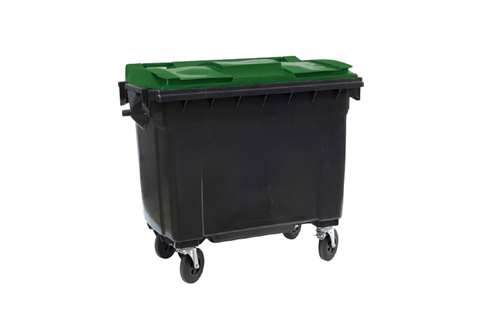 Großbehälter 4 Lenkrollen - 660l - Body Grau + Farbe Deckel