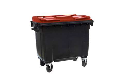 Großbehälter 4 Lenkrollen - 660l - Body Grau + Farbe Deckel