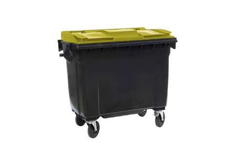 Großbehälter 4 Lenkrollen - 660l - Body Grau + Farbe Deckel