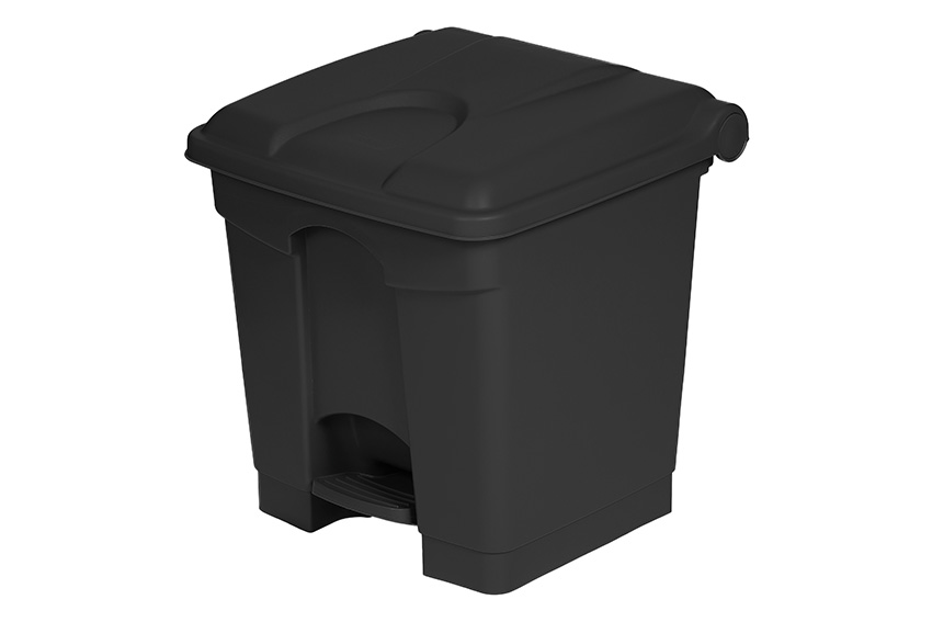 Rectangular step-on waste bin 30l - 410x398x435mm - 50% recycled 