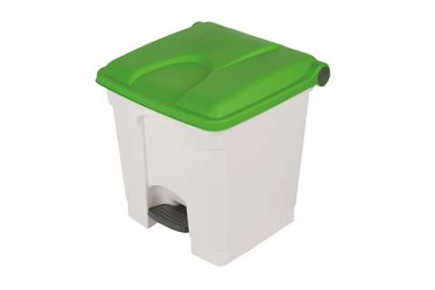 Collecteur rectangulaire à pédale 30l - corps blanc + couvercle 430x390x410mm