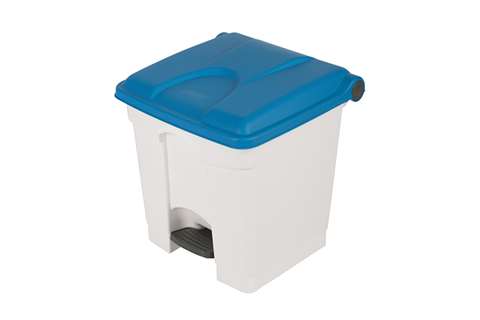 Collecteur rectangulaire à pédale 30l - corps blanc + couvercle 430x390x410mm
