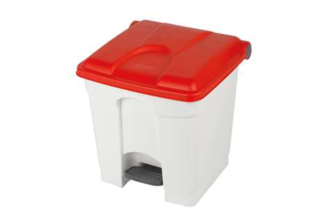 Collecteur rectangulaire à pédale 30l - corps blanc + couvercle 430x390x410mm