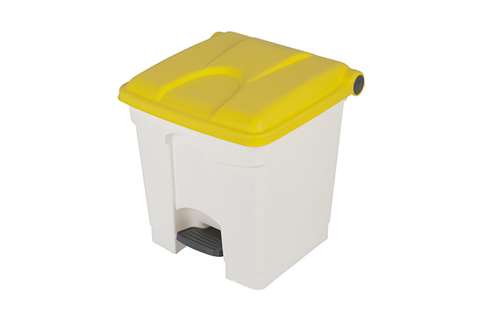 Collecteur rectangulaire à pédale 30l - corps blanc + couvercle 430x390x410mm