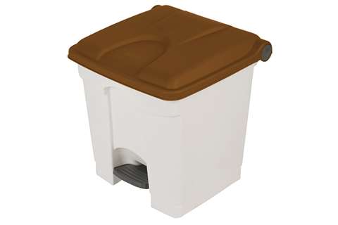Rectangular step-on waste bin 30l - white body + coloured lid 430x390x410mm