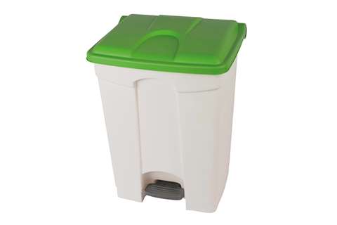 Collecteur rectangulaire à pédale 70l - corps blanc + couvercle 670x410x490mm