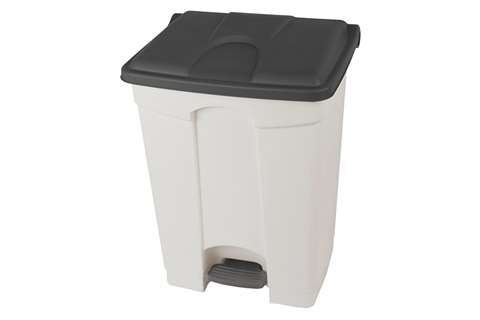 Collecteur rectangulaire à pédale 70l - corps blanc + couvercle 670x410x490mm