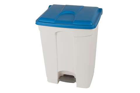 Collecteur rectangulaire à pédale 70l - corps blanc + couvercle 670x410x490mm