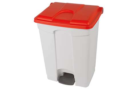 Collecteur rectangulaire à pédale 70l - corps blanc + couvercle 670x410x490mm