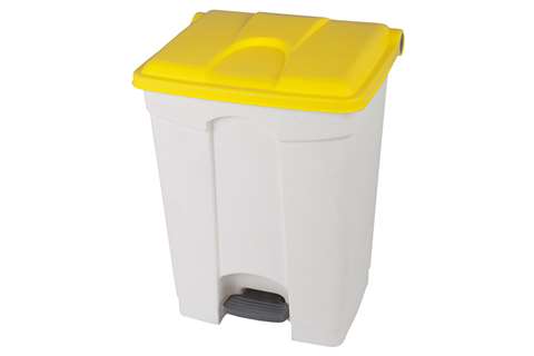 Collecteur rectangulaire à pédale 70l - corps blanc + couvercle 670x410x490mm