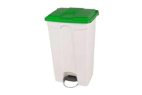 Poubelle rectangulaire à pédale - 90l - corps blanc + couvercle - 500x412x820mm