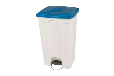 Poubelle rectangulaire à pédale - 90l - corps blanc + couvercle - 500x412x820mm