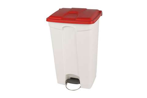 Poubelle rectangulaire à pédale - 90l - corps blanc + couvercle - 500x412x820mm