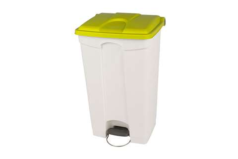 Poubelle rectangulaire à pédale - 90l - corps blanc + couvercle - 500x412x820mm