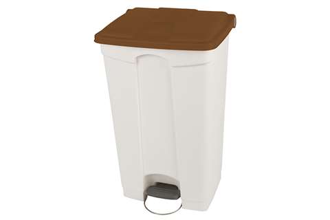 Poubelle rectangulaire à pédale - 90l - corps blanc + couvercle - 500x412x820mm