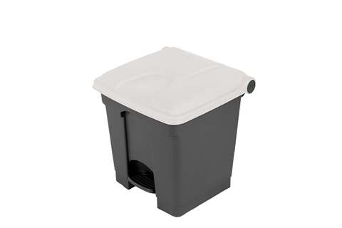 Collecteur rectangulaire à pédale 30l - corps gris + couvercle 430x390x410mm