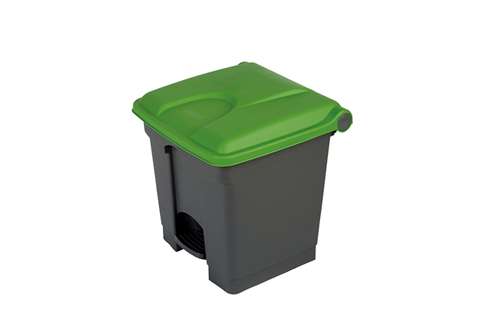 Collecteur rectangulaire à pédale 30l - corps gris + couvercle 430x390x410mm