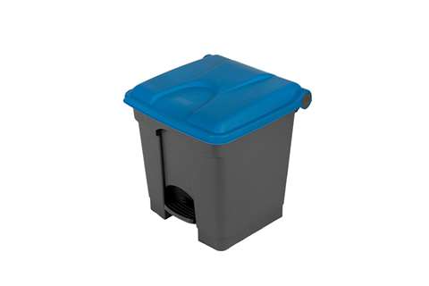 Collecteur rectangulaire à pédale 30l - corps gris + couvercle 430x390x410mm