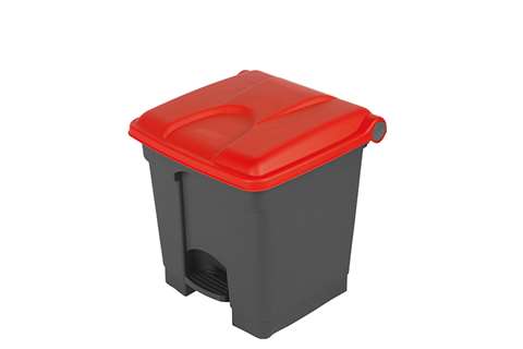 Collecteur rectangulaire à pédale 30l - corps gris + couvercle 430x390x410mm