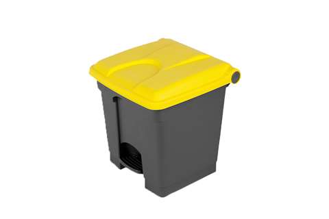 Collecteur rectangulaire à pédale 30l - corps gris + couvercle 430x390x410mm