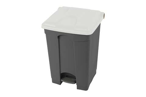 Collecteur rectangulaire à pédale 45l - corps gris + couvercle - 600x390x410mm