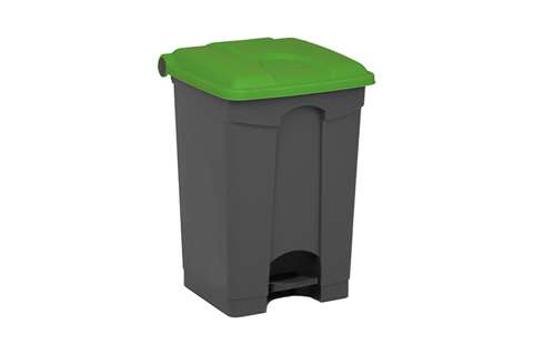 Collecteur rectangulaire à pédale 45l - corps gris + couvercle - 600x390x410mm