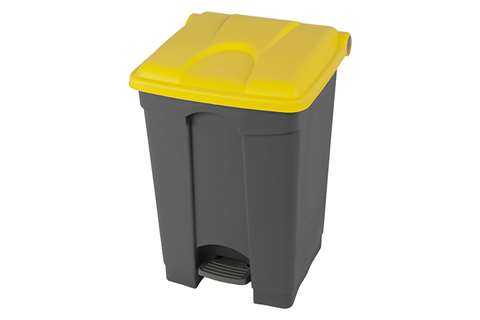 Collecteur rectangulaire à pédale 45l - corps gris + couvercle - 600x390x410mm