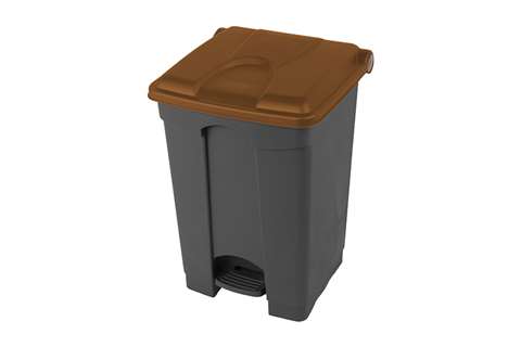 Collecteur rectangulaire à pédale 45l - corps gris + couvercle - 600x390x410mm