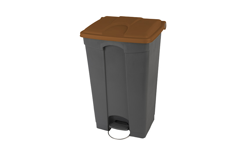 Rectangular step-on waste bin 90l - grey body + coloured lid 500x412x820mm 