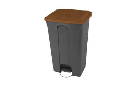 Grauer Rechteckiger Tretabfalleimer 90l - + Deckel 500x412x820mm