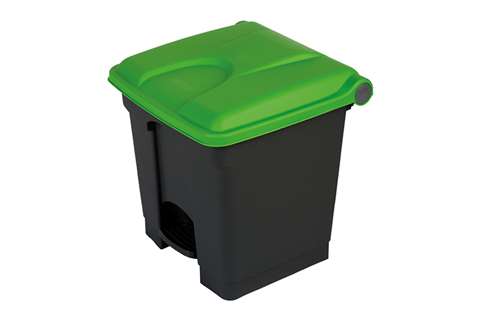 Poubelle rectangulaire à pédale 30l - corps + couvercle recyclés 410x398x435mm